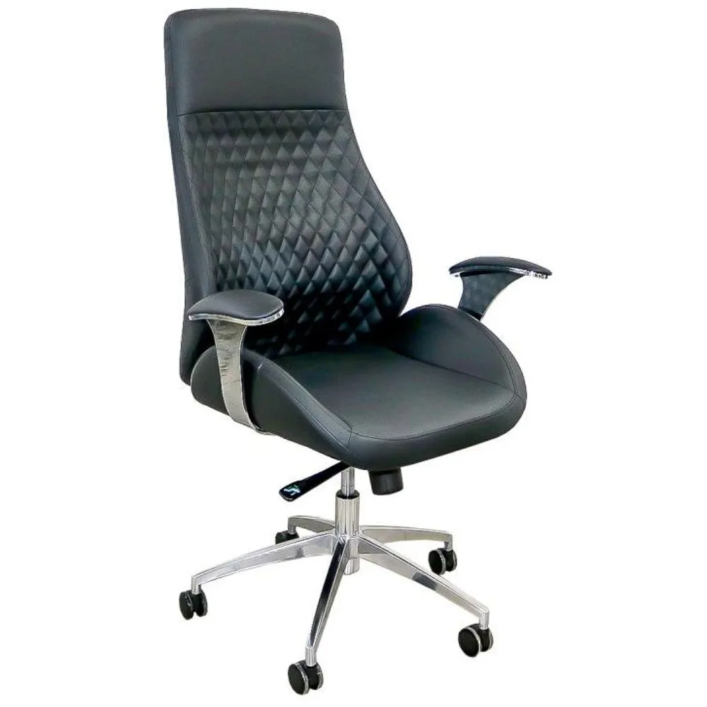 Cadeira PU High Executivo 3 Níveis Com Ajuste Base Preto